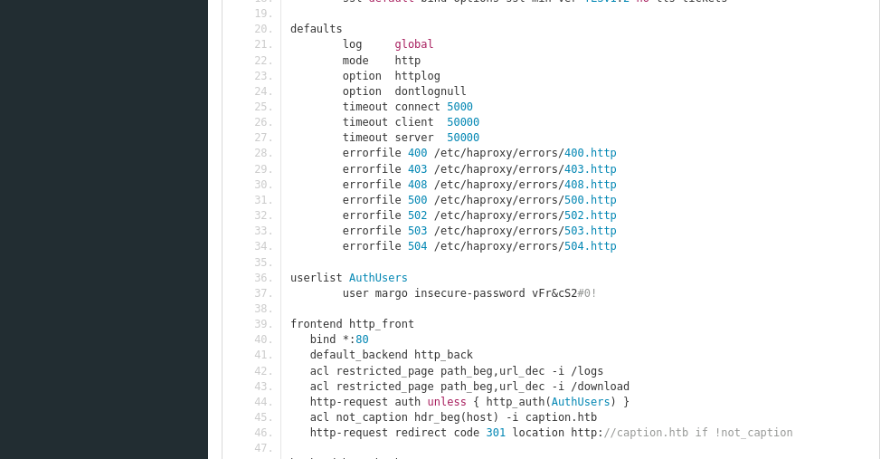 haproxy config credentials leaked previous version