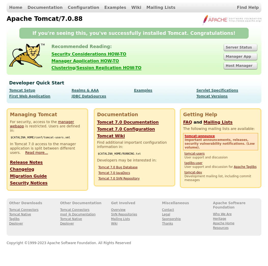 default apache page