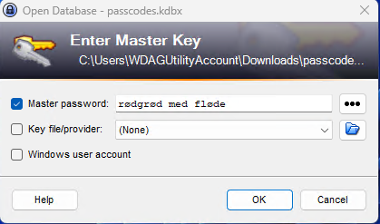 KeyPass Danish Password Login