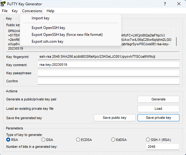 Putty Key extraction