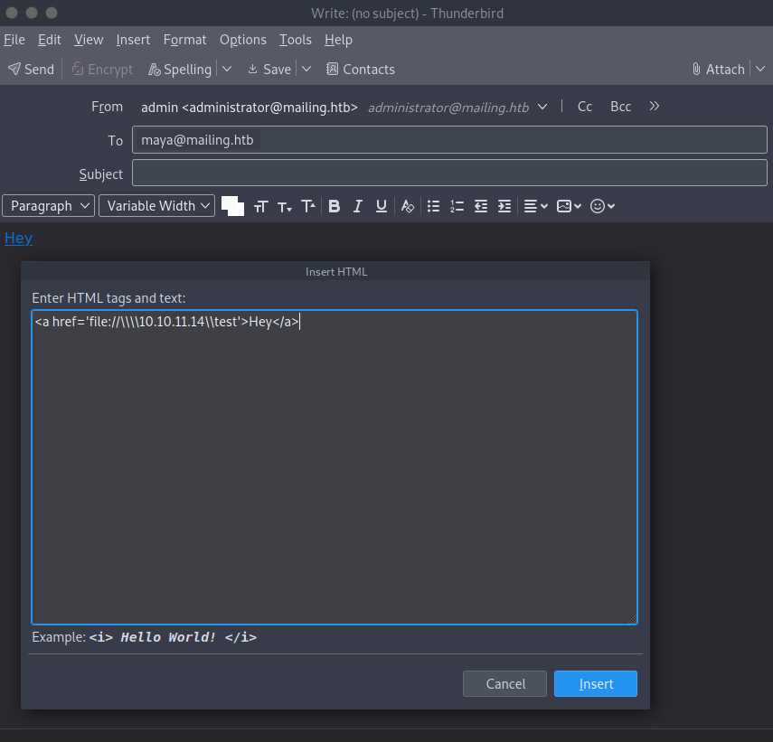 email insert html