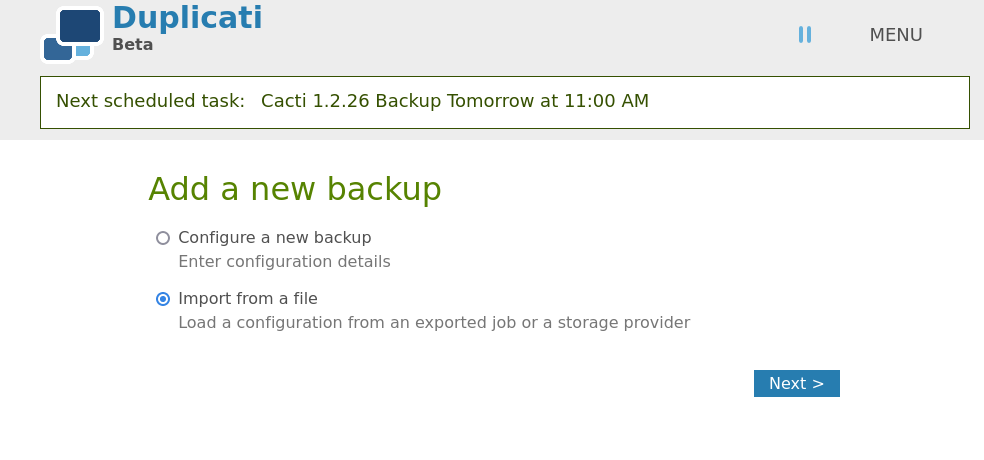 duplicati add backup