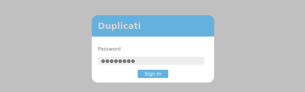 duplicati login page