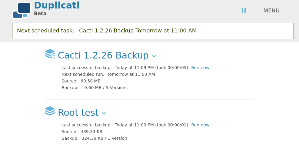 duplicati root test