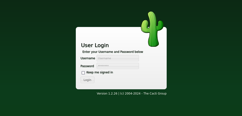 cacti login page