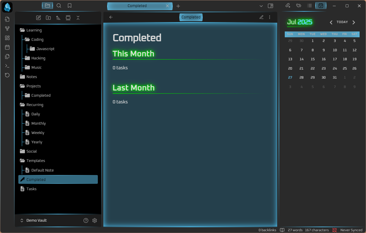 Completed view