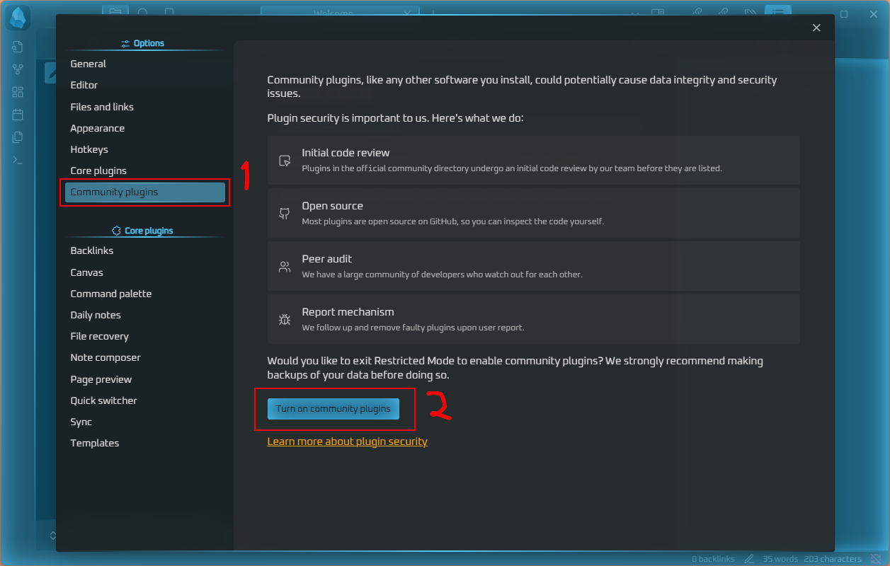 Turn on Community Plugins