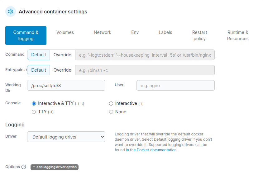 container create portainer