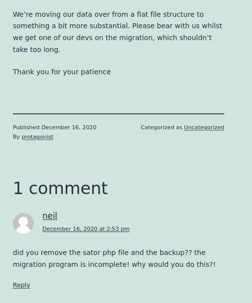 migration comment