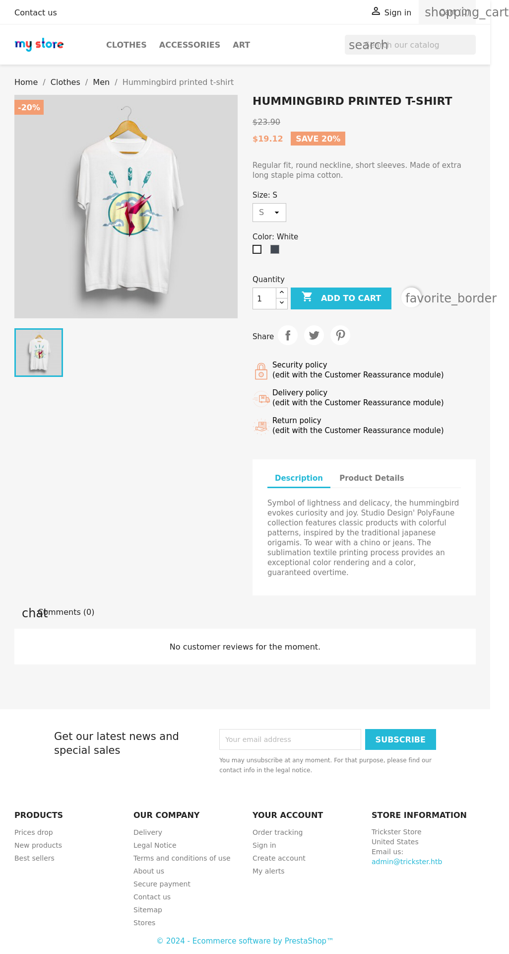 product page Prestashop